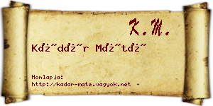 Kádár Máté névjegykártya
